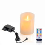 LED-vaxljus med rörlig låga Ø 7,5 × 10 cm – varmvit – med adapter och fjärrkontroll