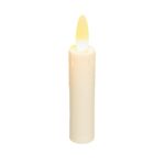 Uppladdningsbart LED-dinerljus DORSETTO 97 mm – löst, krämfärgat LED-ljus med gulorange låga, stående rakt upp mot vit bakgrund.